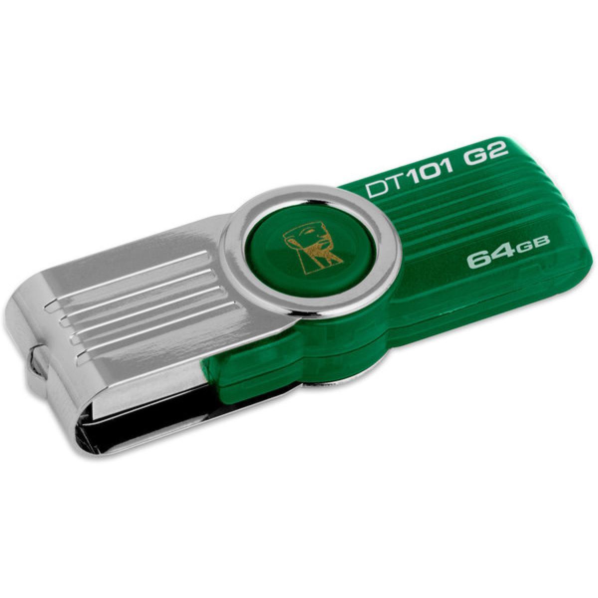 USB 2.0 Flash Drive 64Gb Kingston DataTraveler 101 G2, 480 Мбит/сек, Зелёный
