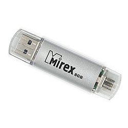 USB 2.0 Flash Drive 8Gb Mirex SMART SILVER, 15/7 Мбайт/с, MicroUSB, USB OTG, Silver