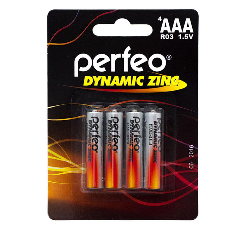 Батарейка ААА Perfeo R03/4BL Dynamic Zinc, 4шт в упаковке, напряжение 1.5 В