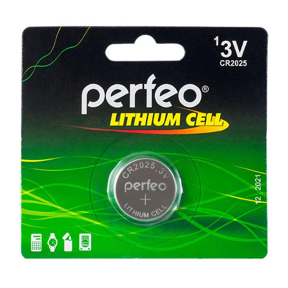 Батарейка Perfeo CR2025/1BL Lithium Cell, напряжение 3 В