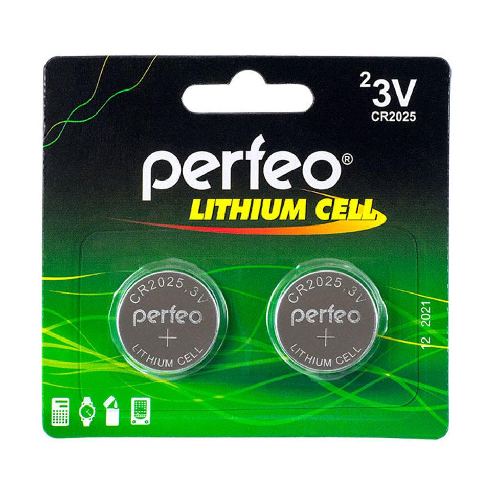 Батарейка Perfeo CR2025/2BL Lithium Cell, 2шт в упаковке, напряжение 3 В