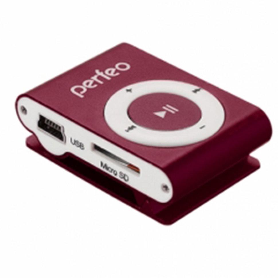 Perfeo цифровой аудио плеер Music Clip Titanium 8 Gb, бордовый (VI-M001-8GB Inkiness)