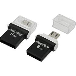 USB 2.0 Flash Drive 8Gb Smartbuy Poko series, 15/5 Мбайт/с, MicroUSB, USB OTG, Black