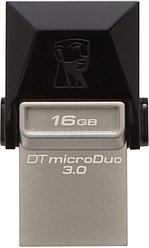USB 3.0 Flash Drive 16Gb Kingston DataTraveler microDuo 3.0, 70/10 Мбайт/с, Black-Silver