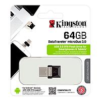 USB 3.0 Flash Drive 64Gb Kingston DataTraveler microDuo 3.0, 70/10 Мбайт/с, Black-Silver