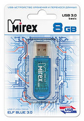 USB 3.0 Flash Drive 8Gb Mirex ELF BLUE, 140/28 Мбайт/с, Blue