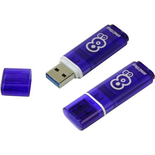 USB 3.0 Flash Drive 8Gb Smartbuy Glossy series, 75/10 Мбайт/с, Dark Blue - фото 1 - id-p69235019