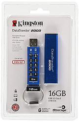 USB 3.1 Flash Drive 16Gb Kingston DataTraveler 2000, 120/20 Мбайт/с, blue