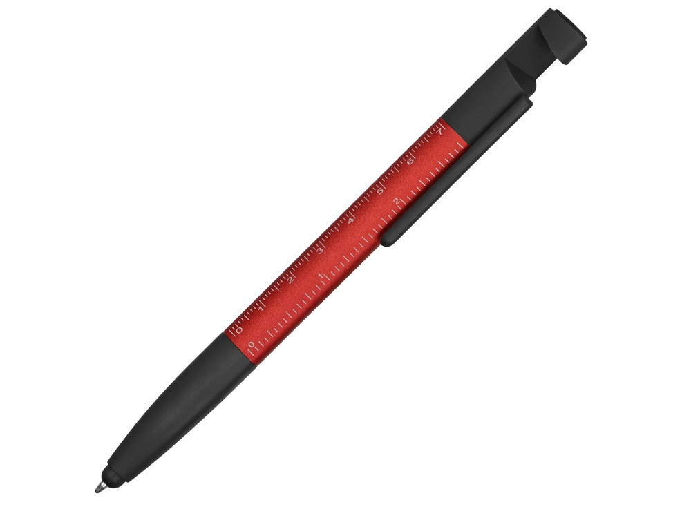 Ручка-стилус металлическая шариковая многофункциональная (6 функций) Multy, красный - фото 1 - id-p69236836