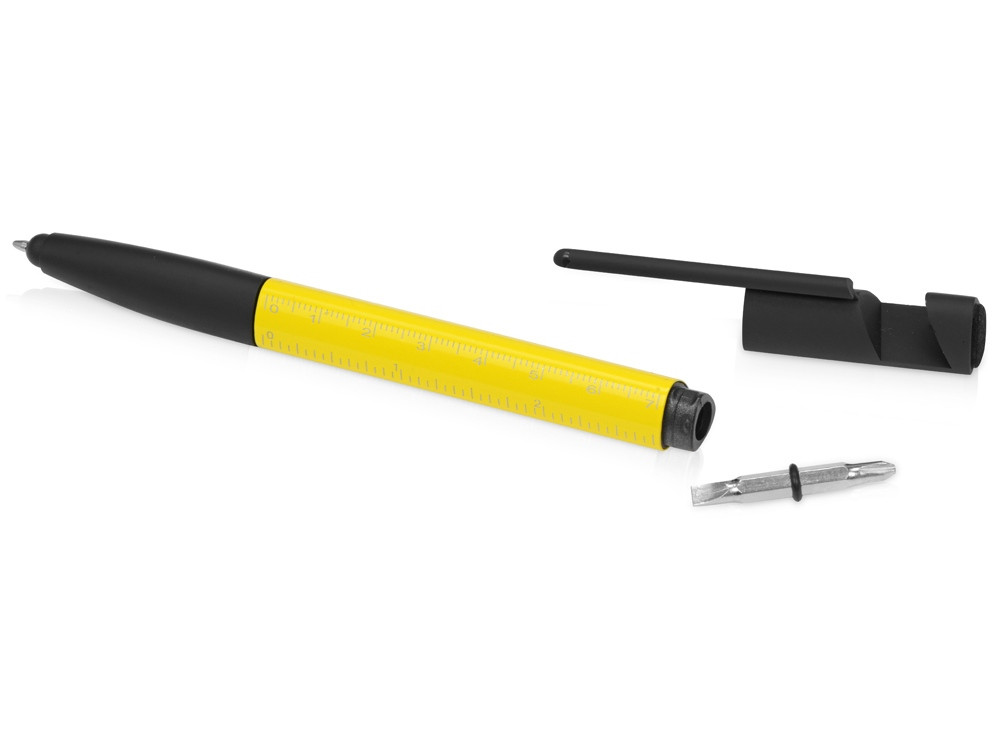 Ручка-стилус металлическая шариковая многофункциональная (6 функций) Multy, желтый - фото 7 - id-p69236837