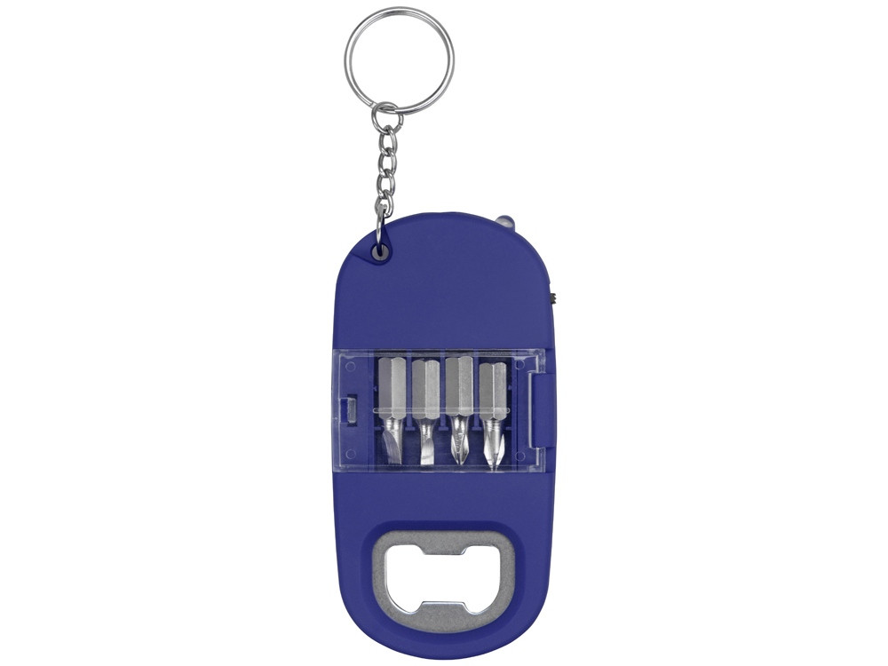 Брелок-открывалка с отвертками и фонариком Uni, софт-тач, синий - фото 4 - id-p69237354