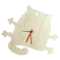 Часы деревянные «Кот»