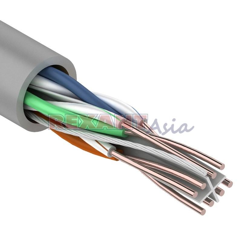 Кабель UTP 4PR 23AWG, CCA, CAT6, PVC, бухта 305 м, серый