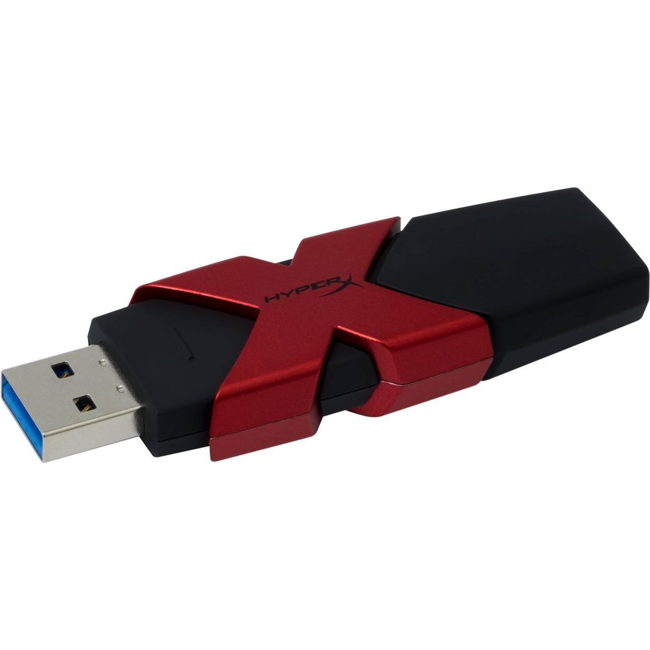 USB 3.1 Flash Drive 64GB Kingston HyperX Savage, 5000 Мбит/сек, Чёрный , Black-Red