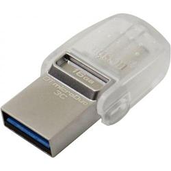 USB 3.1+Type-C Flash Drive 16Gb Kingston DataTraveler MicroDuo 3C, 100/10 Мбайт/с, Silver