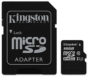 Карта памяти Micro SDHC 16Gb Kingston, Class 10, 45/10 Мбайт/с