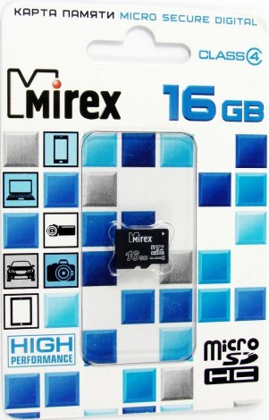 Карта памяти Micro SDHC 16Gb Mirex, Class 4