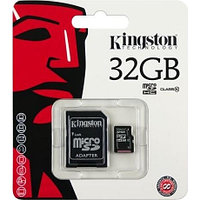 Micro SDHC 32Gb Kingston жад картасы, Class10, адаптер, 45/10 Мб/с