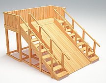 Зимняя деревянная игровая горка с двумя лестницами Савушка "Зима wood" - 4 (неокрашенная)