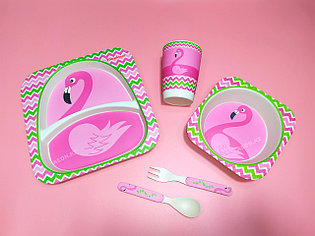 Бамбуковая посуда Розовый фламинго