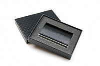 Визитница (94x61x7mm, металлическая с тиснением казахского орнамента, черная, коричневая)
