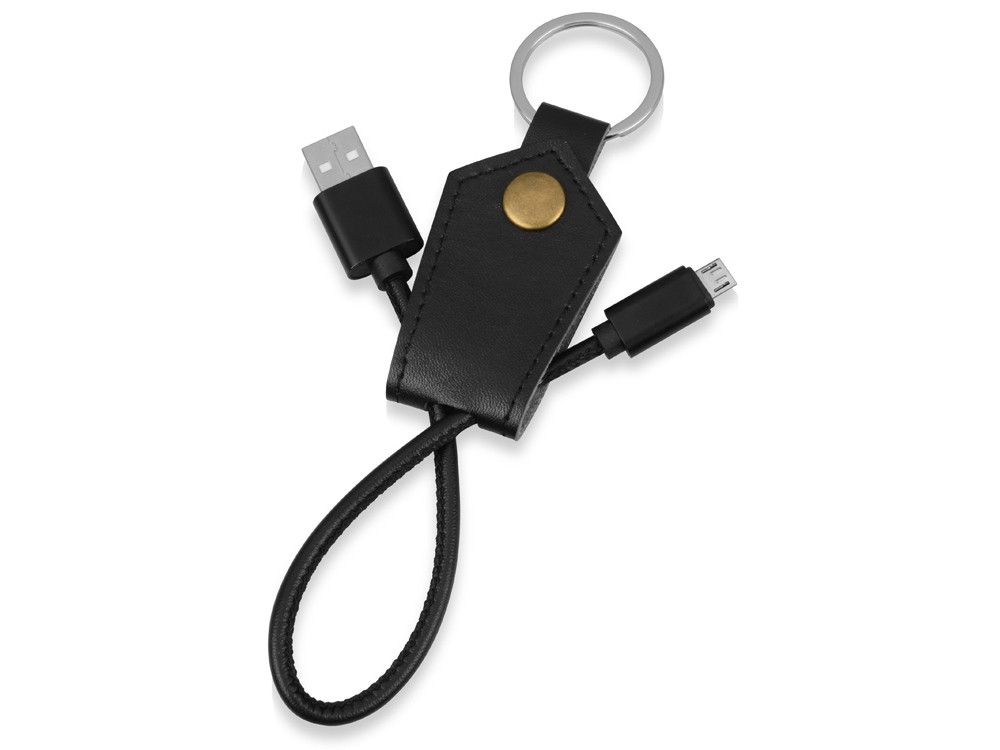 Кабель-брелок USB-MicroUSB Pelle, черный - фото 1 - id-p69350608