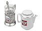 Чайный набор с подстаканником и фарфоровым чайником ЭГОИСТ-М, серебристый/белый, фото 2