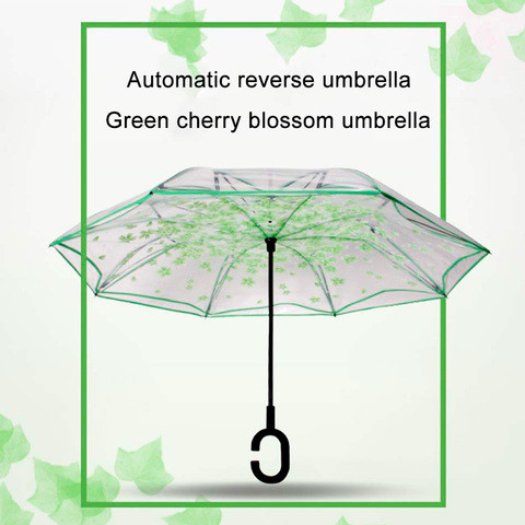 Чудо-зонт автоматический прозрачный «Перевертыш наоборот» (Зелёные цветы) - фото 7 - id-p69364992