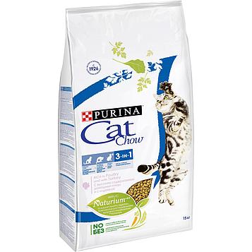Сухой корм для кошек Кэт Чау 3 в 1 с индейкой