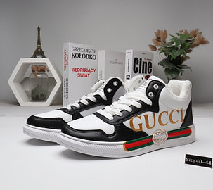 Зимние кроссовки Gucci ( мех ) Black\White, фото 2