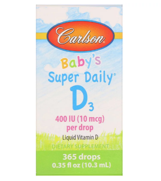 Carlson, Super Daily, витамин D3 для детей, 10 мкг (400 МЕ), 10,3 мл (0,35 жидк. унций) - фото 1 - id-p69407061