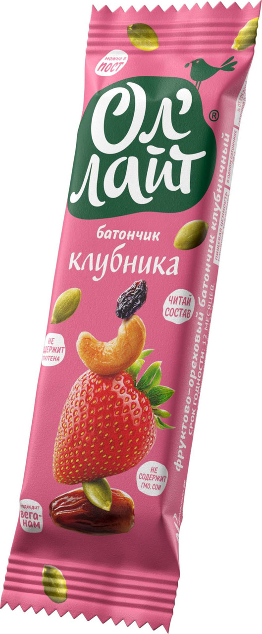 Батончик фруктово-ореховый - клубника