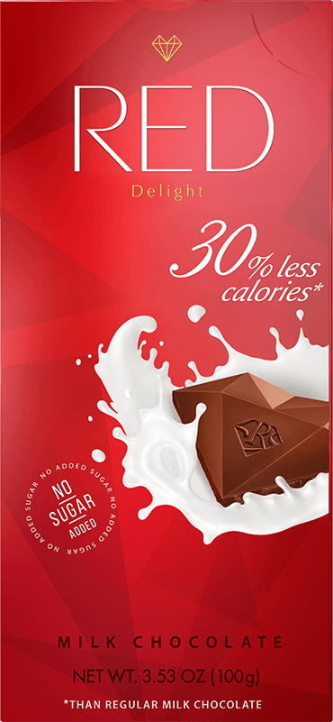Молочный шоколад со сниженной калорийностью, "RED Delight", 100 г