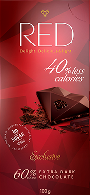 Темный шоколад EXTRA со сниженной калорийностью, "RED Delight", 100 г