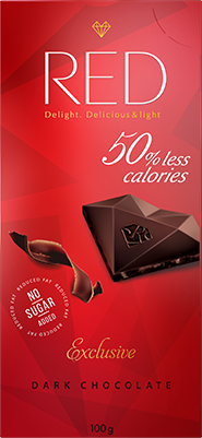 Темный шоколад классический со сниженной калорийностью, "RED Delight", 100 г