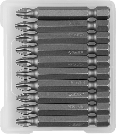Биты ЗУБР "МАСТЕР" кованые, хромомолибденовая сталь, тип хвостовика E 1/4", PH2, 50мм, 10шт, фото 2