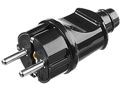 Вилка MAXElectro электрическая, 16А/220В, с заземлением, черная, STAYER