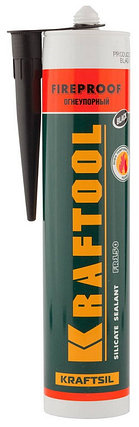 Герметик KRAFTOOL KRAFTFLEX FR150 силикатный огнеупорный "+1500 С", жаростойкий, черный, 300мл, фото 2