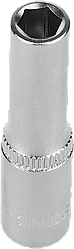 Головка торцовая ЗУБР "МАСТЕР" (1/4"), удлиненная, Cr-V, FLANK, хроматированное покрытие, 6мм