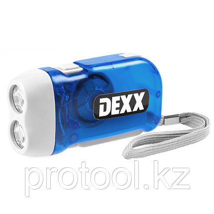 Динамо-фонарь DEXX ручной ЖУК в пластмассовом корпусе, 2 светодиода, фото 2