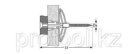 Дюбель полипропиленовый, тип "Бабочка", для пустотелых конструкций, с оцинкованным саморезом, 10 х 50 мм, 4, фото 2