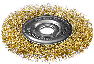 ЗУБР "ПРОФЕССИОНАЛ". Щетка дисковая для УШМ, витая стальная латунированная проволока 0,3мм, 150х22мм, фото 2
