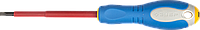 ЗУБР "ПРОФИ ЭЛЕКТРИК". Отвертка Cr-V, трехкомпонент рукоятка, высоковольтная до ~1000В, SL, 4,0x100 мм