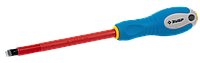 ЗУБР "ПРОФИ ЭЛЕКТРИК". Отвертка Cr-V, трехкомпонент рукоятка, высоковольтная до ~1000В, SL, 8,0x175 мм