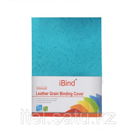 Обложка картон кожа iBind А4/100/230г синяя (Lake blue) (LG-08) - фото 2 - id-p69472782