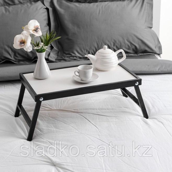 Столик для завтрака складной Ренессанс 50 х 30 см массив ясеня цвет черный