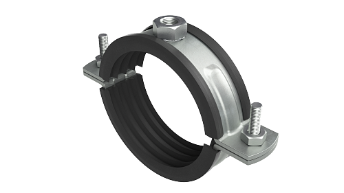 Хомут для высоких нагрузок с изоляцией с гайкой М12 для труб d 1 1/4"