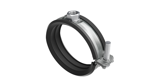 Хомут быстрой фиксации с изоляцией с гайкой М8 для труб d 1 1/2"