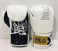 Боксерские перчатки Everlast ( натуральная кожа ) цвет черный /белый