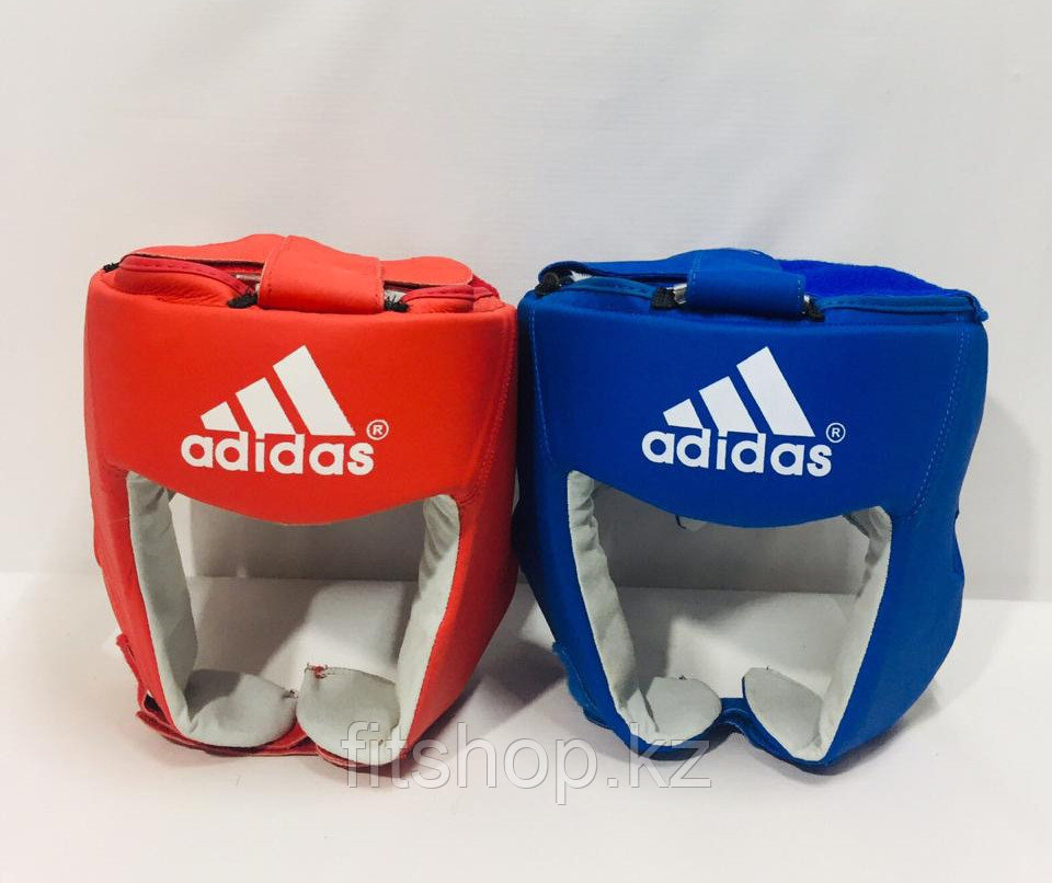 Кожаный шлем для бокса ADIDAS  со знаком AIBA цвет красный ,синий